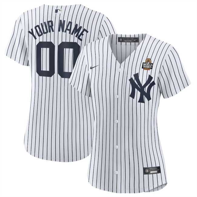 Womens New York Yankees Active Player Custom White 2024 World Series Cool Base Stitched Baseball Jersey(Run Small)